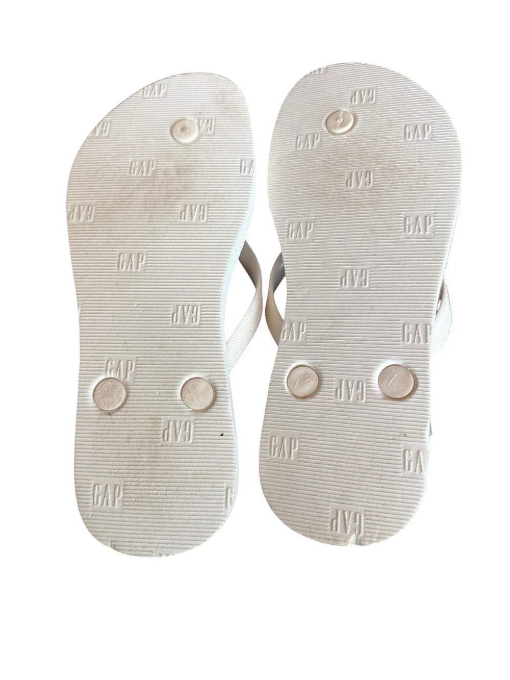 GAP White Flip Flop Sandals Gold Logo - Picture 4 of 4